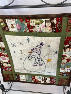 Multi-Color Quilted Snowman w/ holder Holiday Item