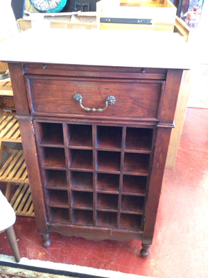 Vintage Cubby Brown/White Wood Marble Top Wine Rack