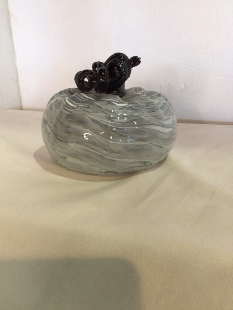 Fall Gray/Black Blown Glass Pumpkin Swirl Holiday Item