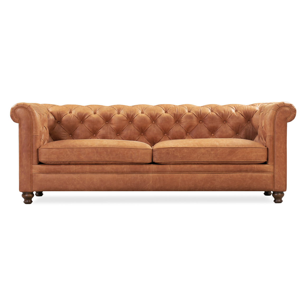 Poly & Bark Chesterfield Leather Tufted Cognac Sofa/CouchC32WZHJU