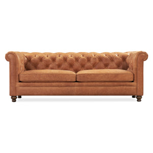 Poly & Bark Chesterfield Leather Tufted Cognac Sofa/Couch BD6MVEPK