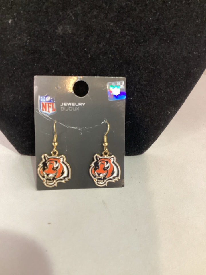Metal Orange Enamel Earrings