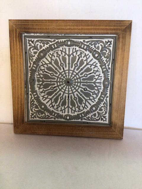 Gray Pressed Tin Framed Art