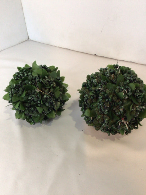 Decorative Green Ball Pair Holiday Item