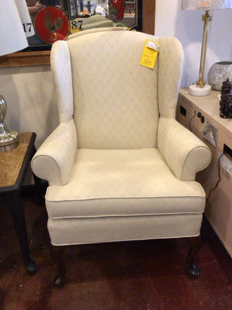 Wing Back Leaf Cream Chair
