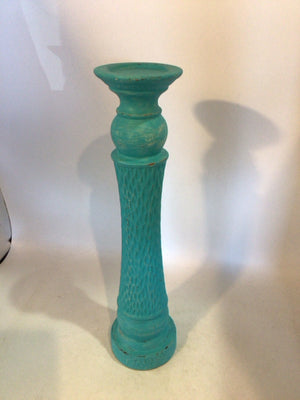 Pillar Turquoise Wood Candle Holders