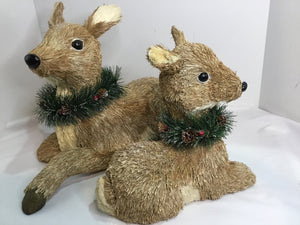 Pair Brown Papermache Deer Holiday Item