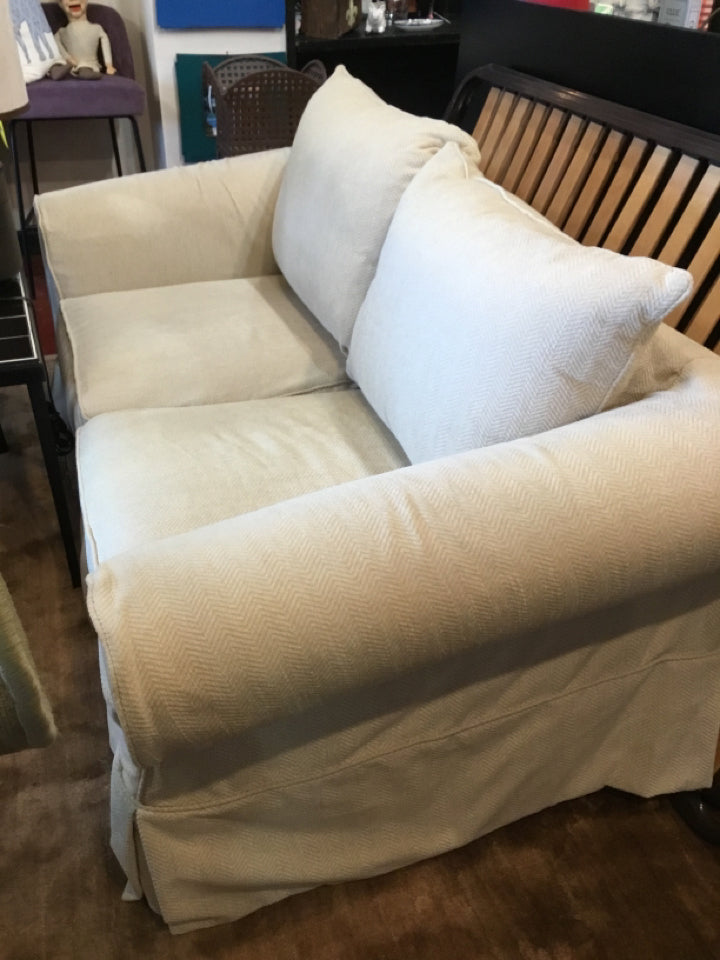 Chevron Cream Loveseat/Love Seat/Sofa