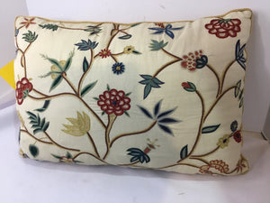 Custom Order Cream/Multi Crewel Pillow