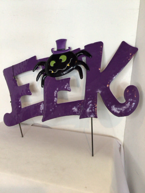 Halloween Purple Metal Spider Sign
