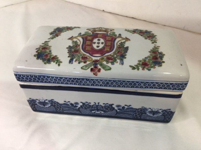 Vintage Oriental Porcelain Lidded White/Multi Box