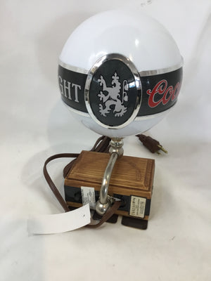 Coors Vintage White/Silver Plastic Globe Lamp