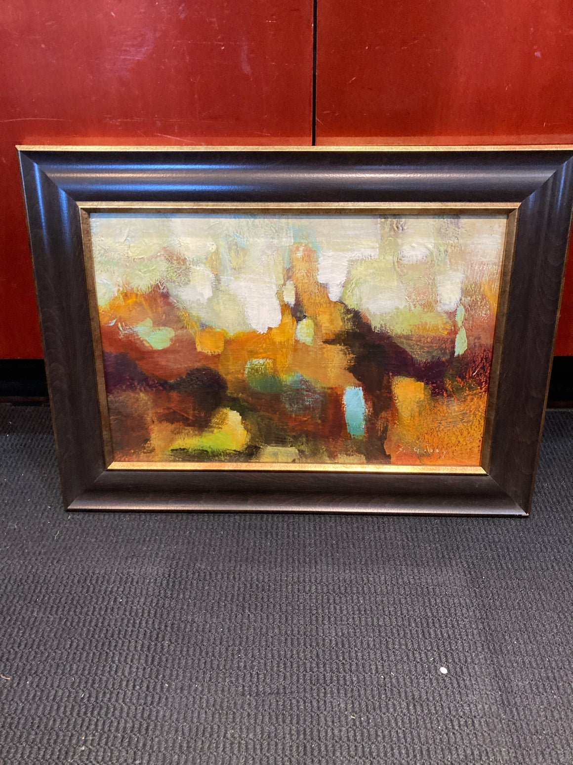 Signed Brown/Multi Abstract Framed Art