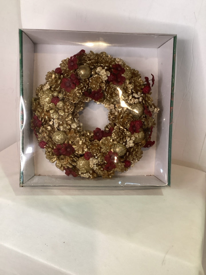 Wreath Gold Pine Cone Sparkle Holiday Item