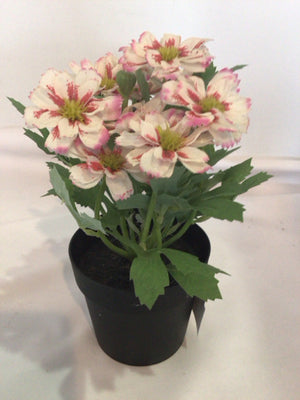 White/Pink In Pot Faux Flowers