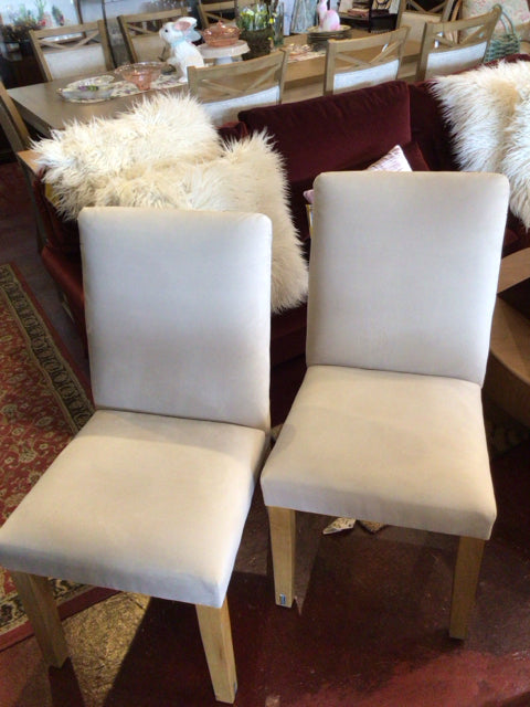 Parsons Ultra Suede Pair Cream Chair Set