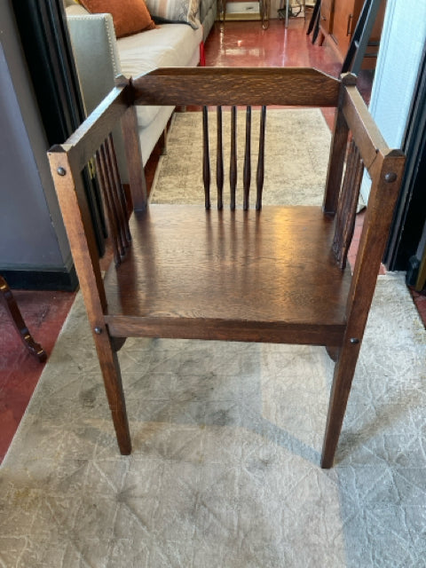 Vintage Wood Spindle Brown Chair