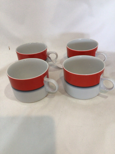 Studio Nova Set of 4 Red/White Ceramic Tea Mug Set