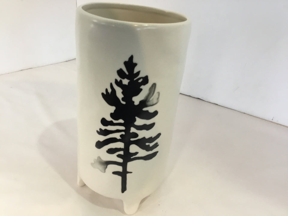 White/Red Ceramic Tree Vase