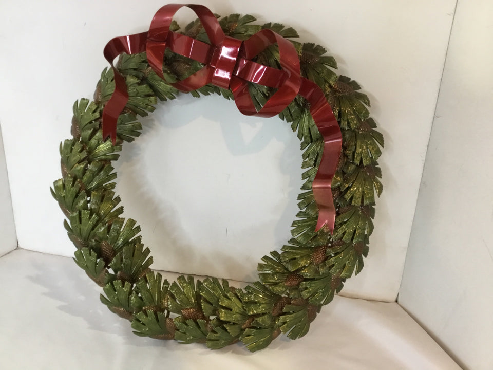 Wreath Green Metal Pine Holiday Item