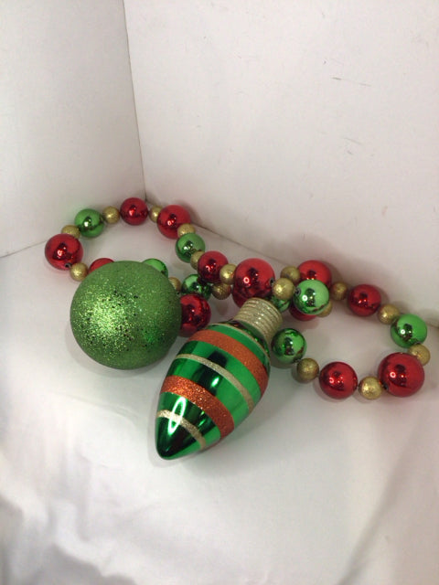 Garland Green/Red Plastic Ornaments Holiday Item