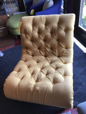 Slipper Linen Tufted Armless Gold Chair