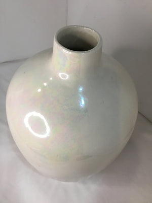 White Ceramic Iridescent Vase