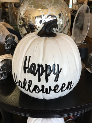 Halloween White Resin Pumpkin Holiday Item