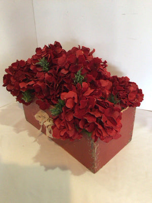 Faux Red Flowers In Box Holiday Item