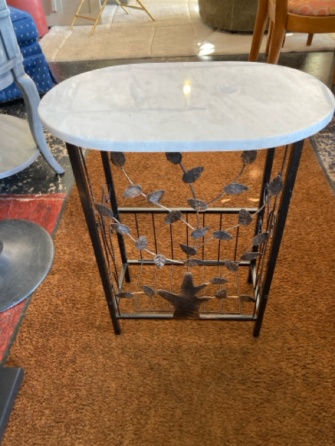 Side Marble Top Black/White Table