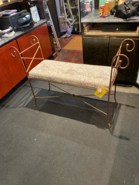 Upholstered Metal As Is Copper Bench