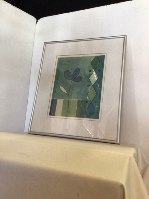 Blue/Green Flower Framed Art
