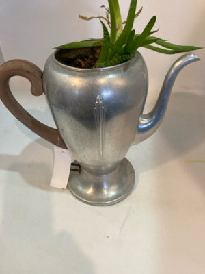 Vintage Silver Coffee Pot Planter