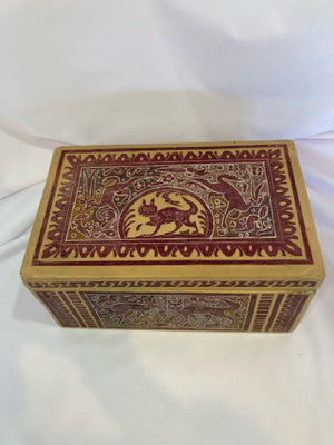 Carved Wood Animal Red/Tan Box