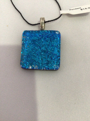 Glass Blue Square Pendant