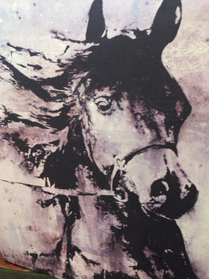 Black/White Horse Stretch Canvas Art