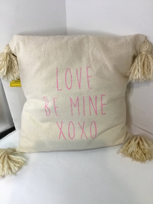 Valentine's Cream/Pink Cotton Love Pillow