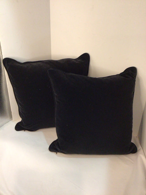 Down Black Velvet Pillow Set