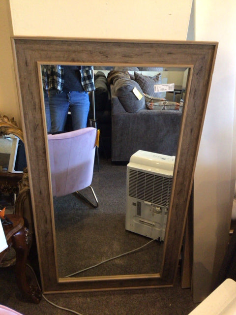 Beveled Tan Reclaimed Wood Mirror