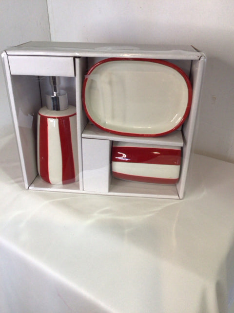 3 piece Ceramic Soap & Lotion Bathroom Access