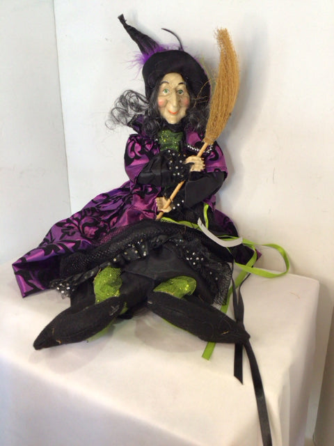 Halloween Black/Purple Fabric Witch Holiday Item