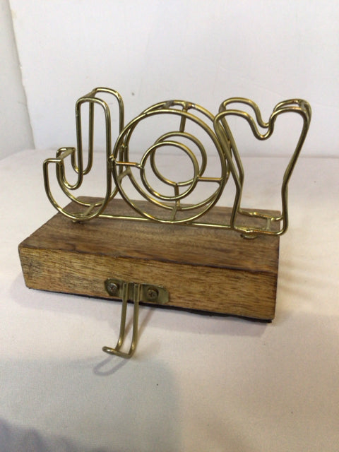 Stocking Hanger Brown Wood/Metal Joy Holiday Item
