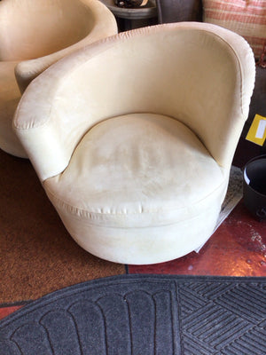 Modern Ultra Suede Swivel Base Cream Chair