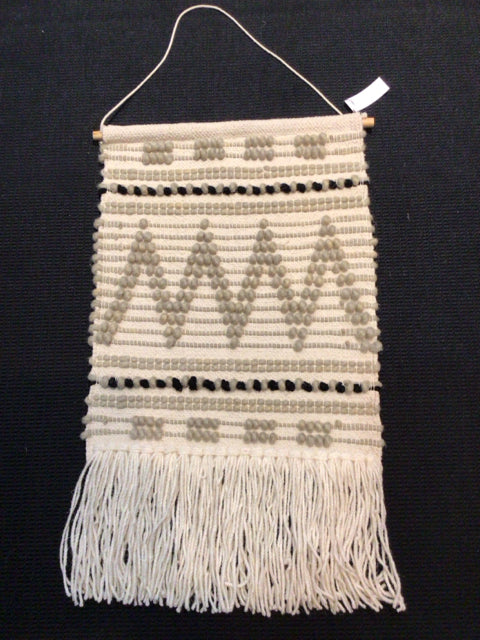Tapestry Wool Macrame' Cream/Gray Wall Decoration Art