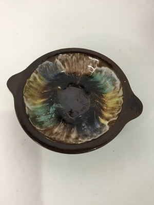 Mid-Century Brown Pottery Round Ash Tray