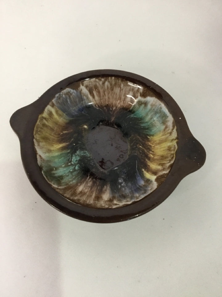 Mid-Century Brown Pottery Round Ash Tray