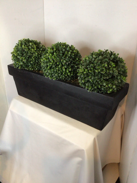 Green/Black Topiary In Planter Faux Plant