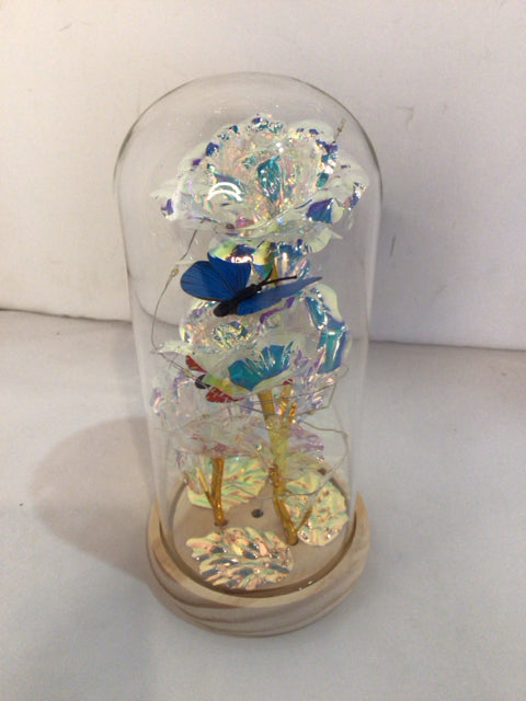 Iridescent Glass Rose Dome Statue