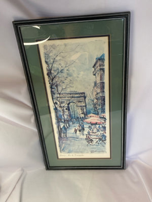 Signed Blue/Green Paris Framed Art