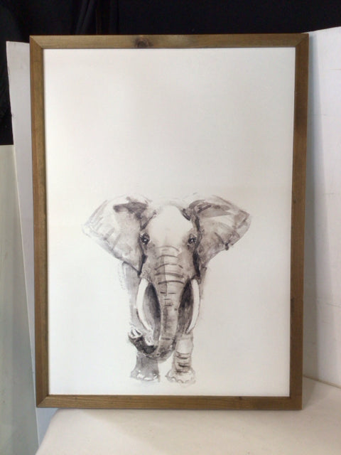 Whimsical White/Gray Elephant Framed Art
